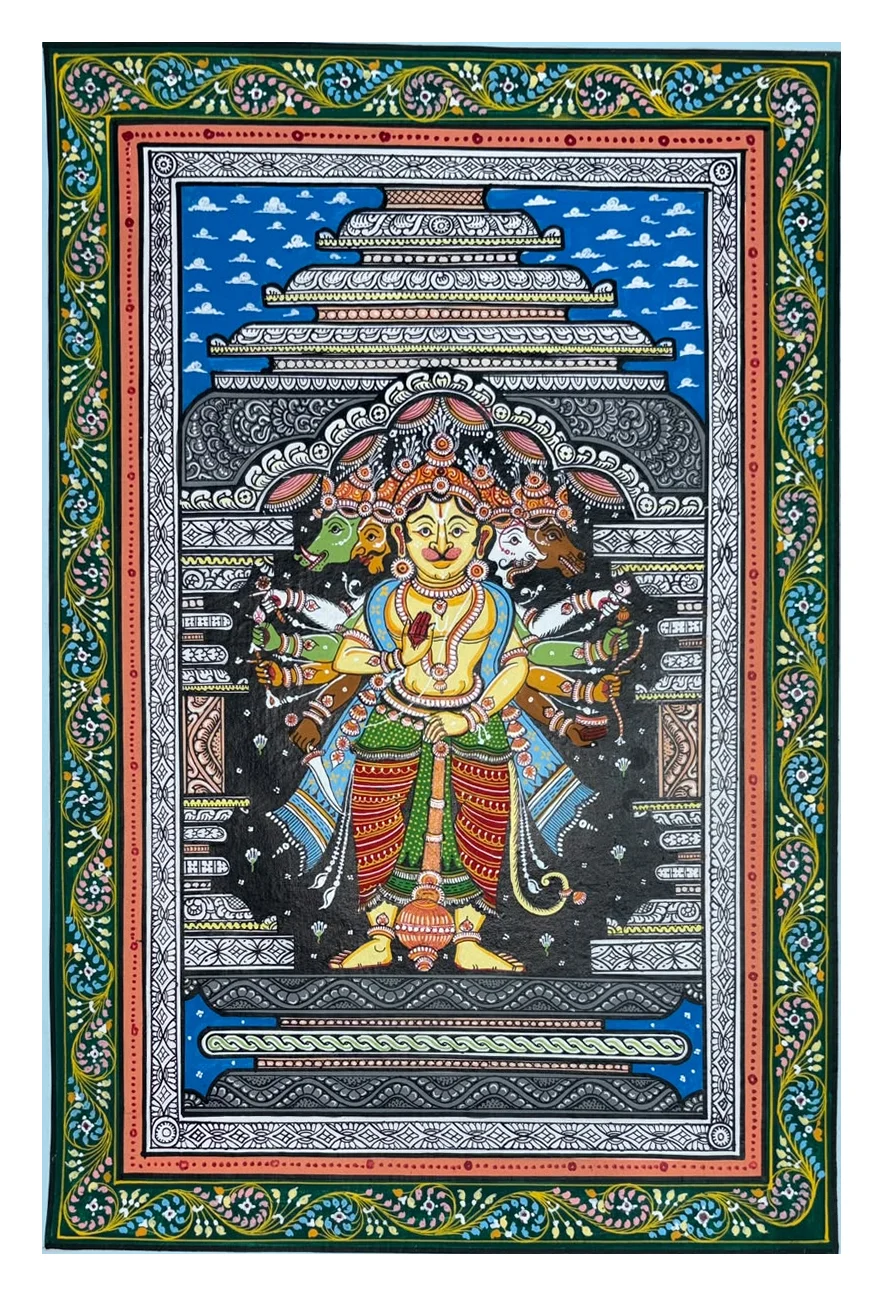 Panchamukhi Hanuman - Pattachitra-style painting