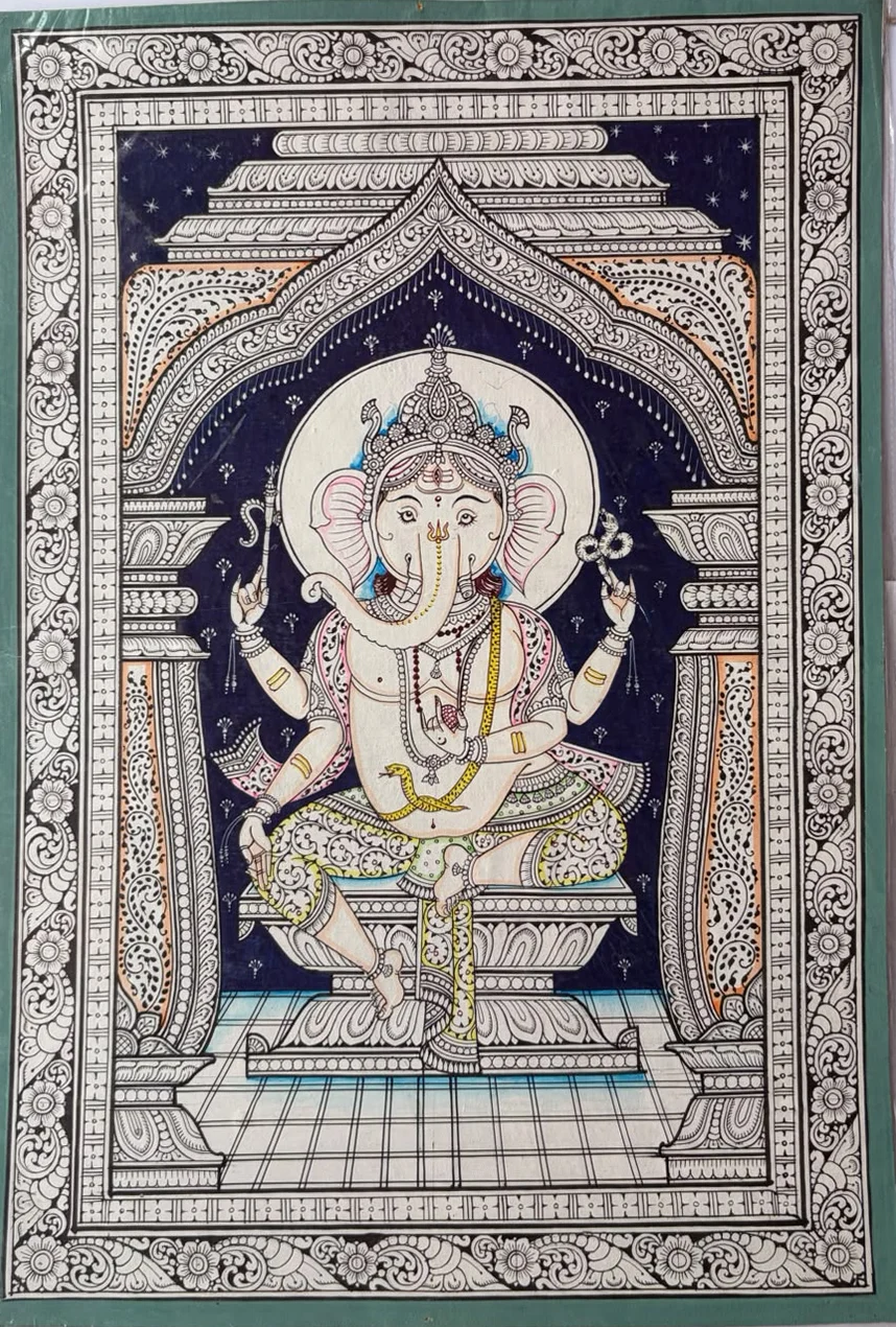 Ganesha - Ivory Shrine - Pattachitra-style painting