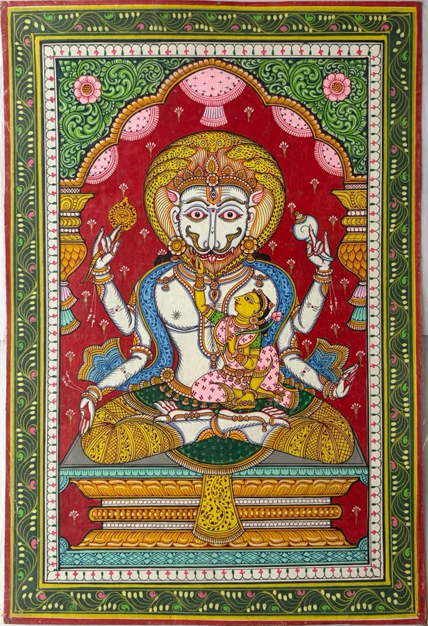 Lakshmi - Narasimha - Pattachitra-style painting